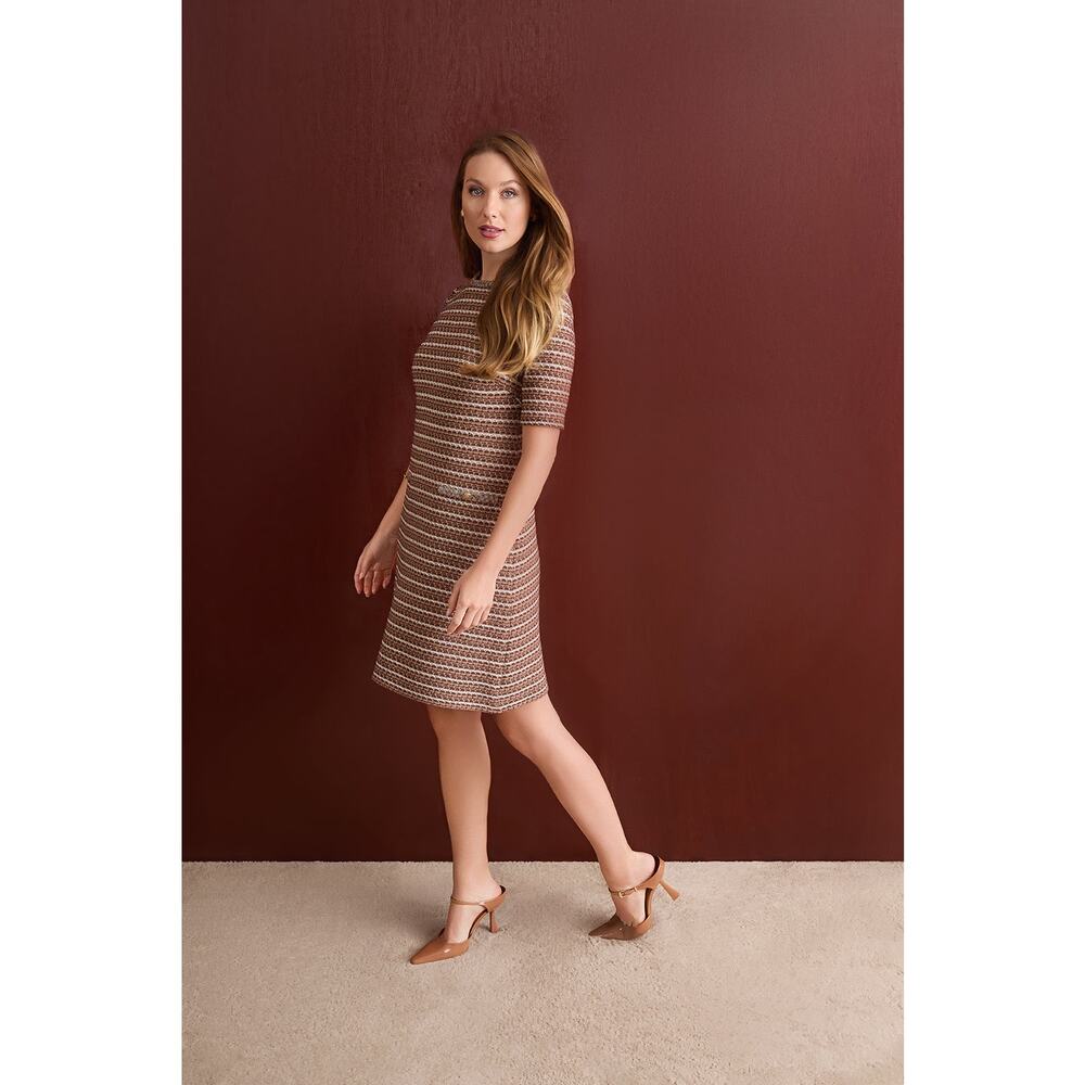 Ming Wang A-Line Braided Trim Knit Dress Sz M NWT $275